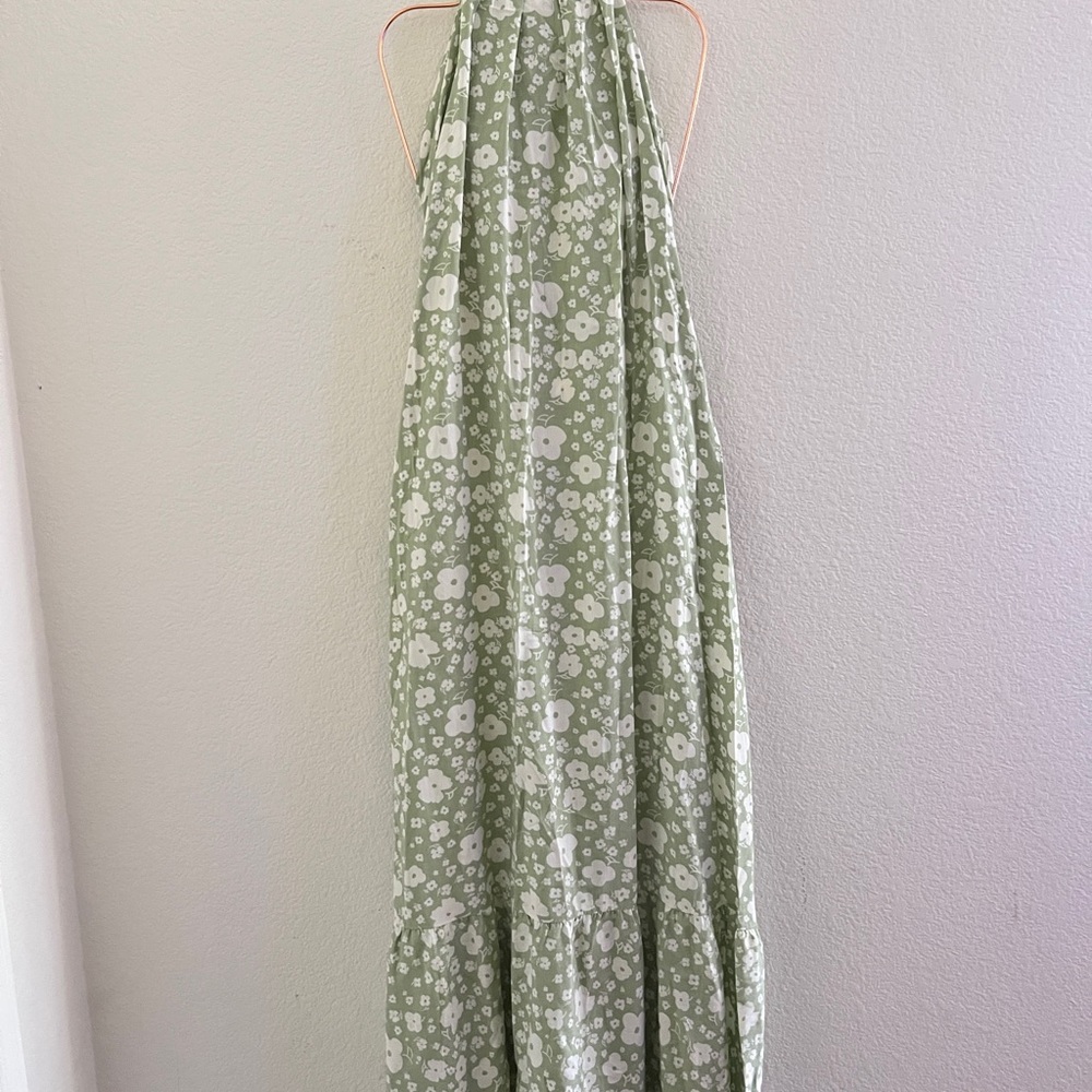 Chocolate Green Halter Maxi Sundress